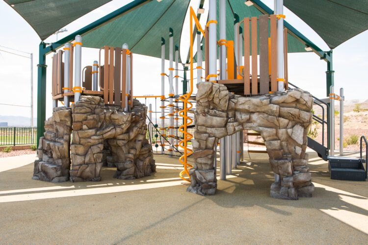 playground equipment made of rocks