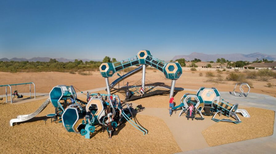 Singal butte park playground with kids