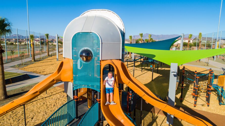 kid going down the slide