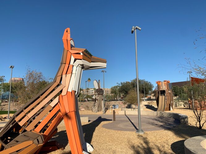 large wooden fox