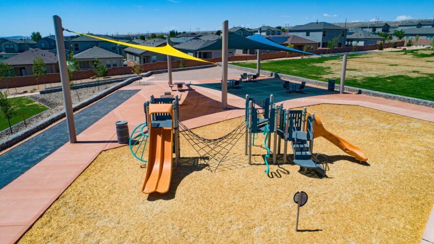 large play structure and sun shades at Aspire Park