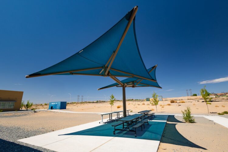 shade over picnic tables