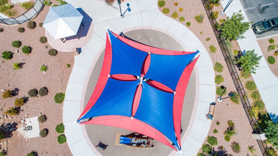 aerial view of shade structures at Alyn Beck Memorial Park