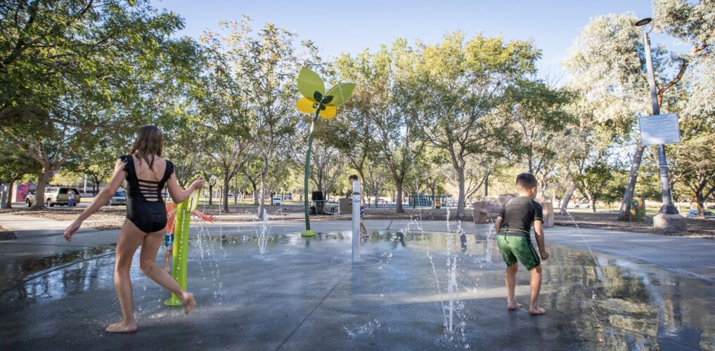 kids playing at splash Bruce Trent splash pad