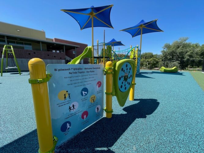 sign and playground