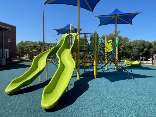 slides coming out of playground