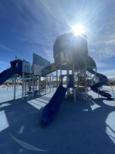 slide coming out of playground