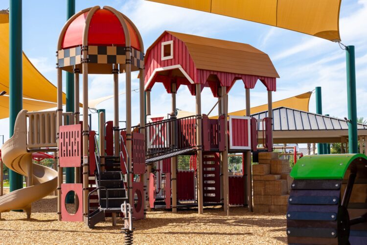 playground equipment styled as a barn