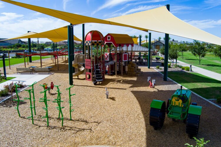 Barney Farms playground and shade