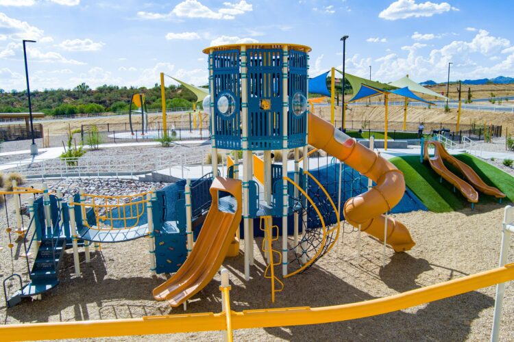 slides and climbing equipment at park